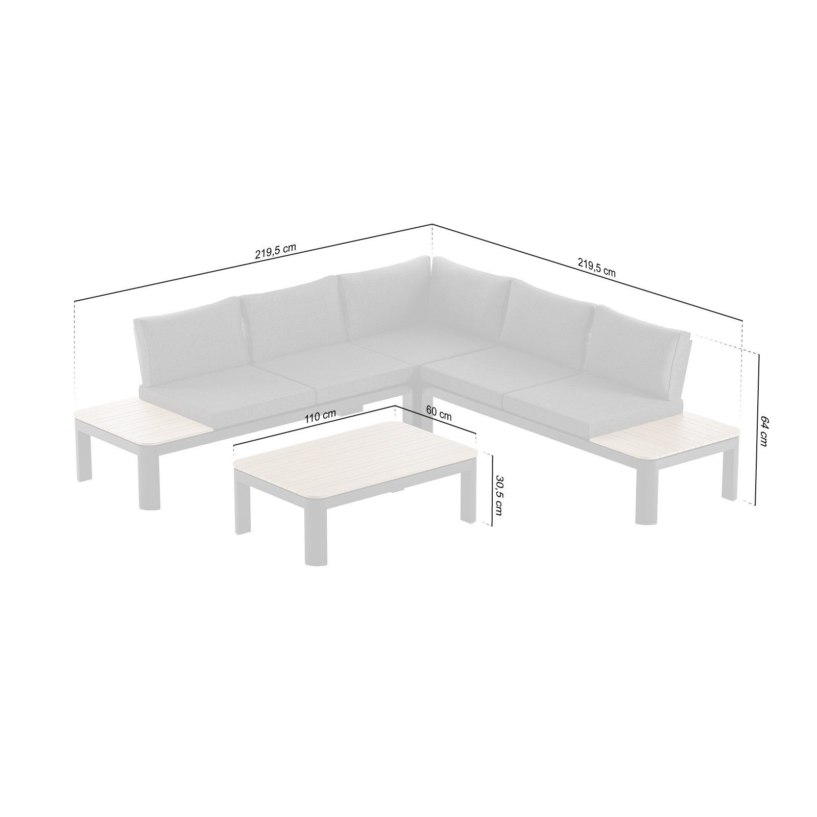 Narożnik ogrodowy aluminiowy BELLANTI Milano Lounge 4-osobowy Dark Grey - 7