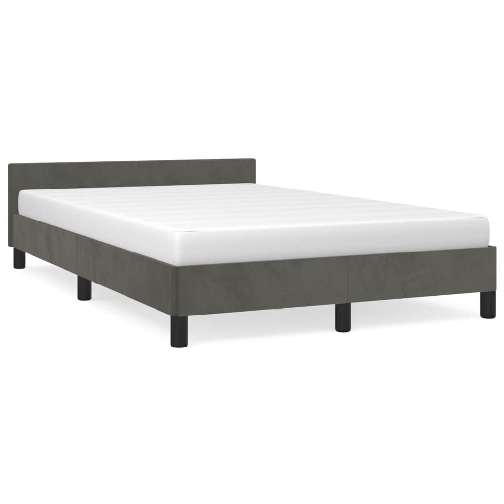 Cadre de lit sans matelas, velours, gris foncé, pour la chambre, 120 × 190 cm - 2
