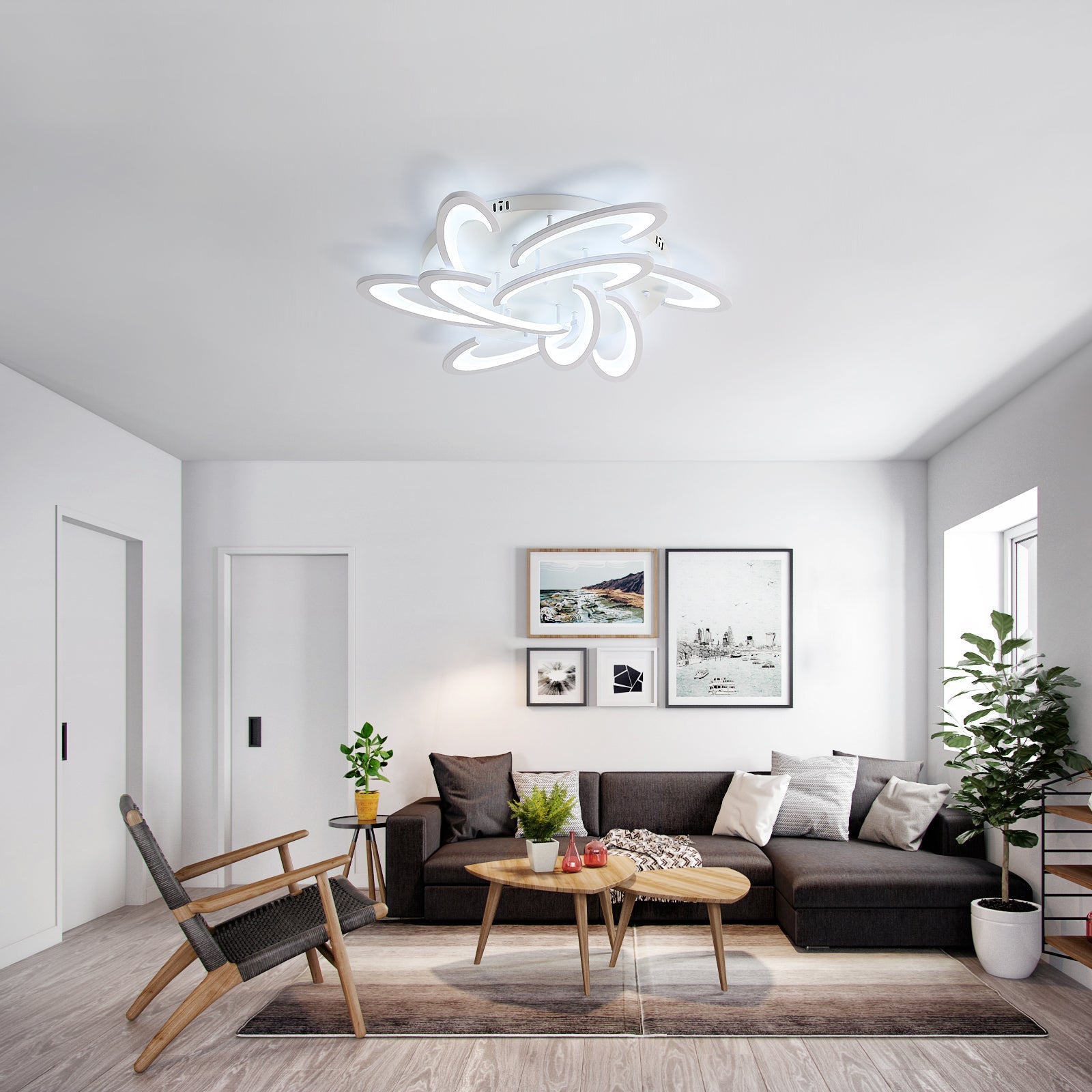 NETTLIFE LED Techo Lámpara De Salón, Lámpara De Techo Moderna Ajustable En Intensidad Con Control Remoto Lampara De Dormitorio 54 Cm 37 W De Diseno Metalico Lampara Para Salon Dormitorio Comedor Y Estudio