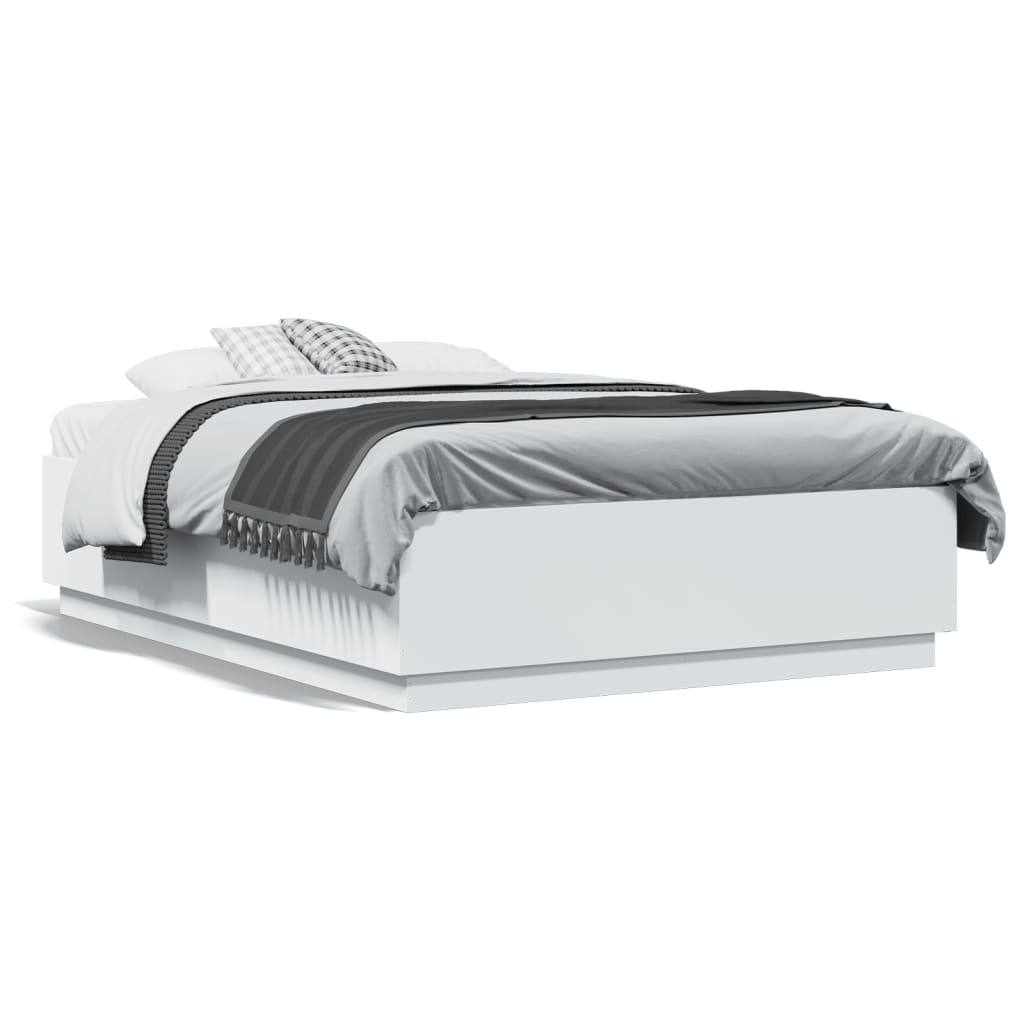 Cadre De Lit 180x200 Cm Avec Tête De Lit Et LED – Blanc