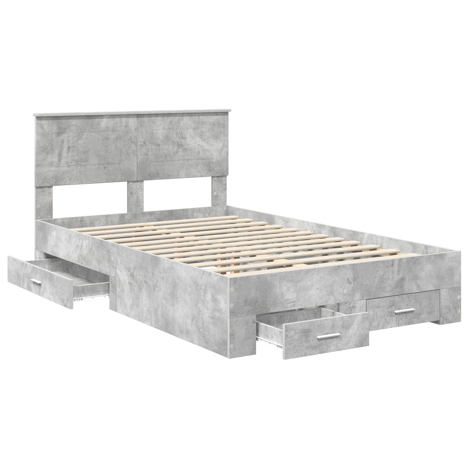 Cadre de lit en panneau de bois, gris béton, pour la chambre, 135 × 190 cm - 5