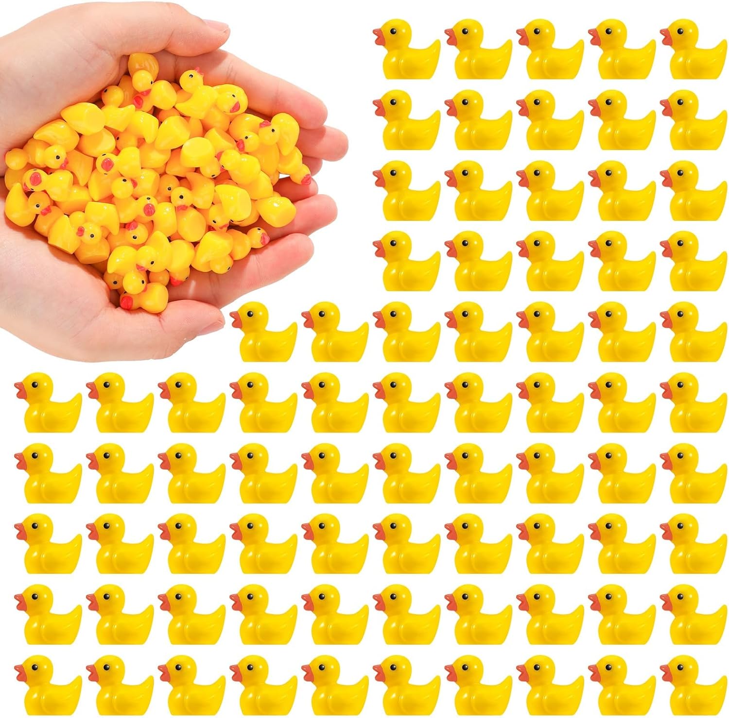 100 Mini Anatre Gialle In Resina: Set Decorativo Per Fai Da Te, Terrari, Acquerelli E Diorami - 2