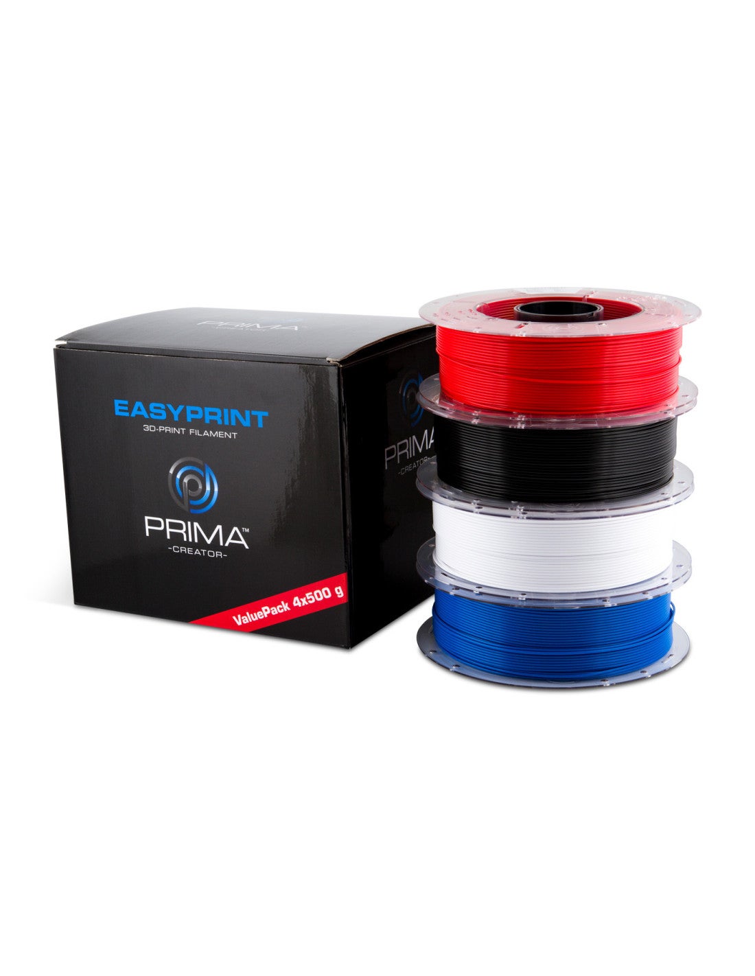 PrimaCreator EasyPrint PLA Value Pack - 1.75mm - 4x 500g (totaal 2kg) - Neon Blauw, Groen, Oranje, Paars