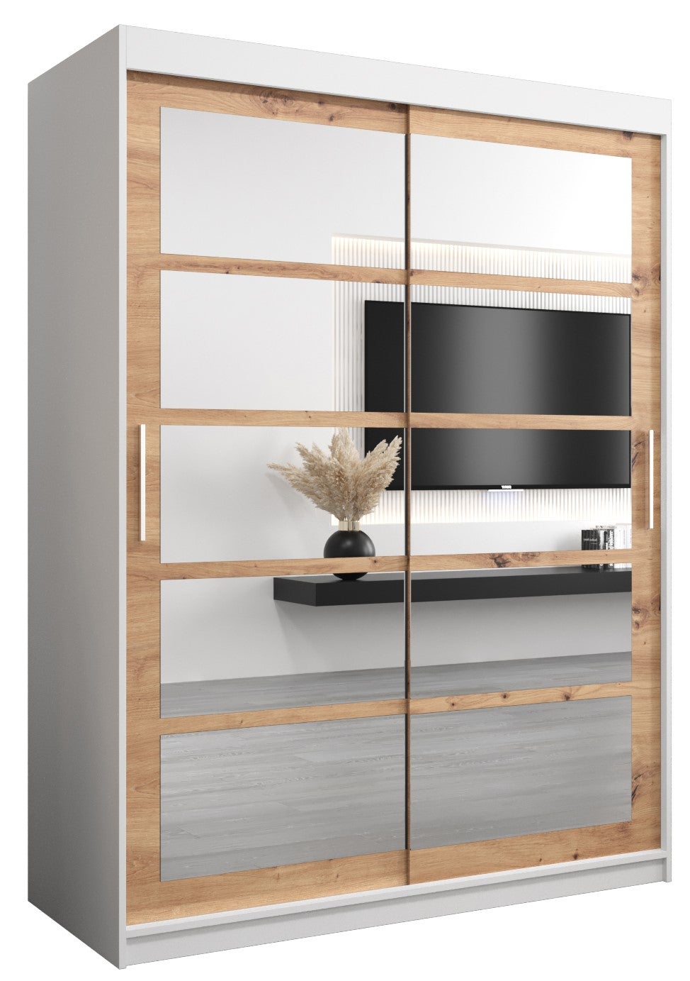 Szafa przesuwna garderoba ROMA 2 150 x 62 x 200 cm Biały + Artisan - Abiks Meble