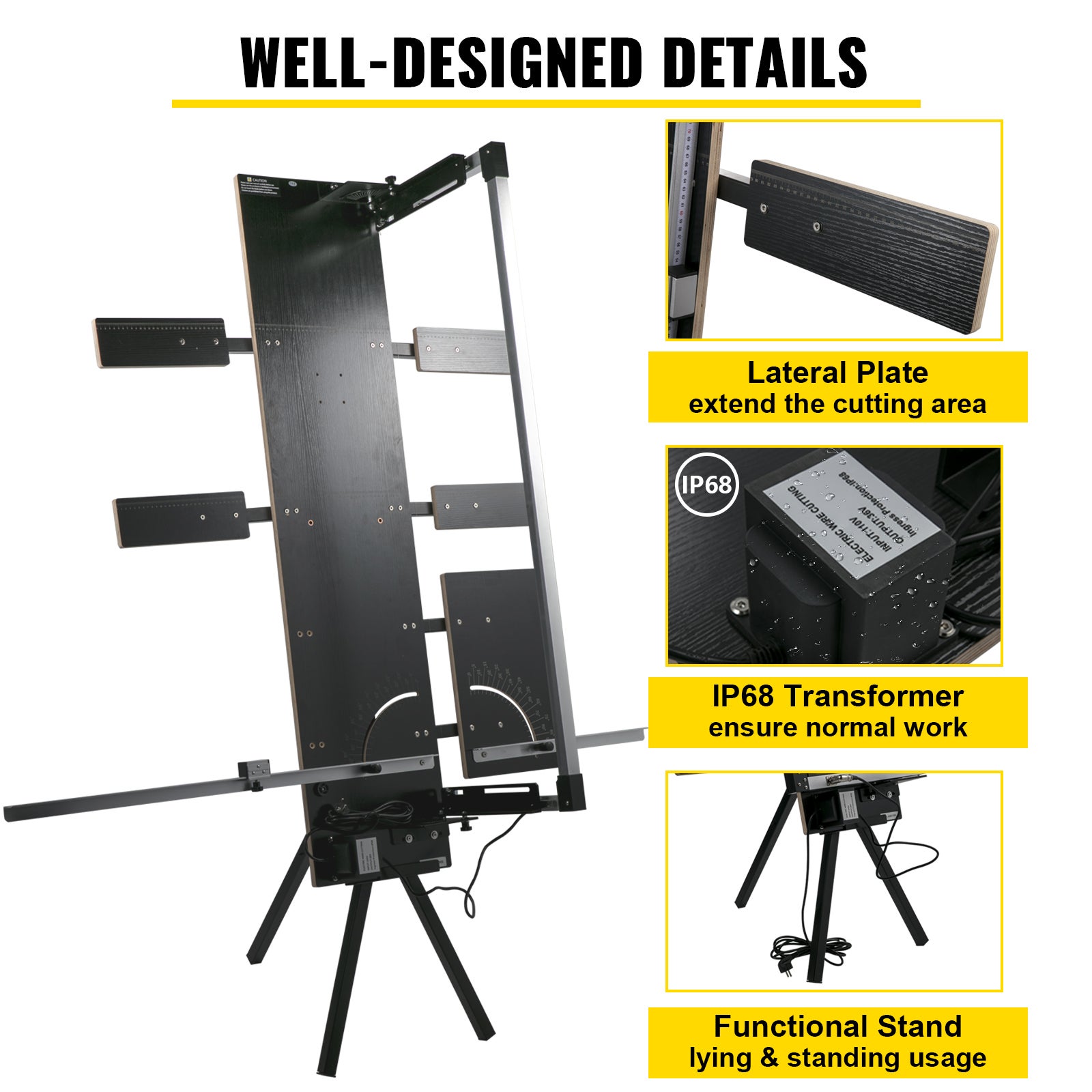 200 W Taglia Polistirolo Taglia Schiuma VEVOR 115 cm Taglia Schiuma Spessore 42 cm 0-90° 6 Fili Scaldanti 5 Piastre Laterali 1 Supporto - 6