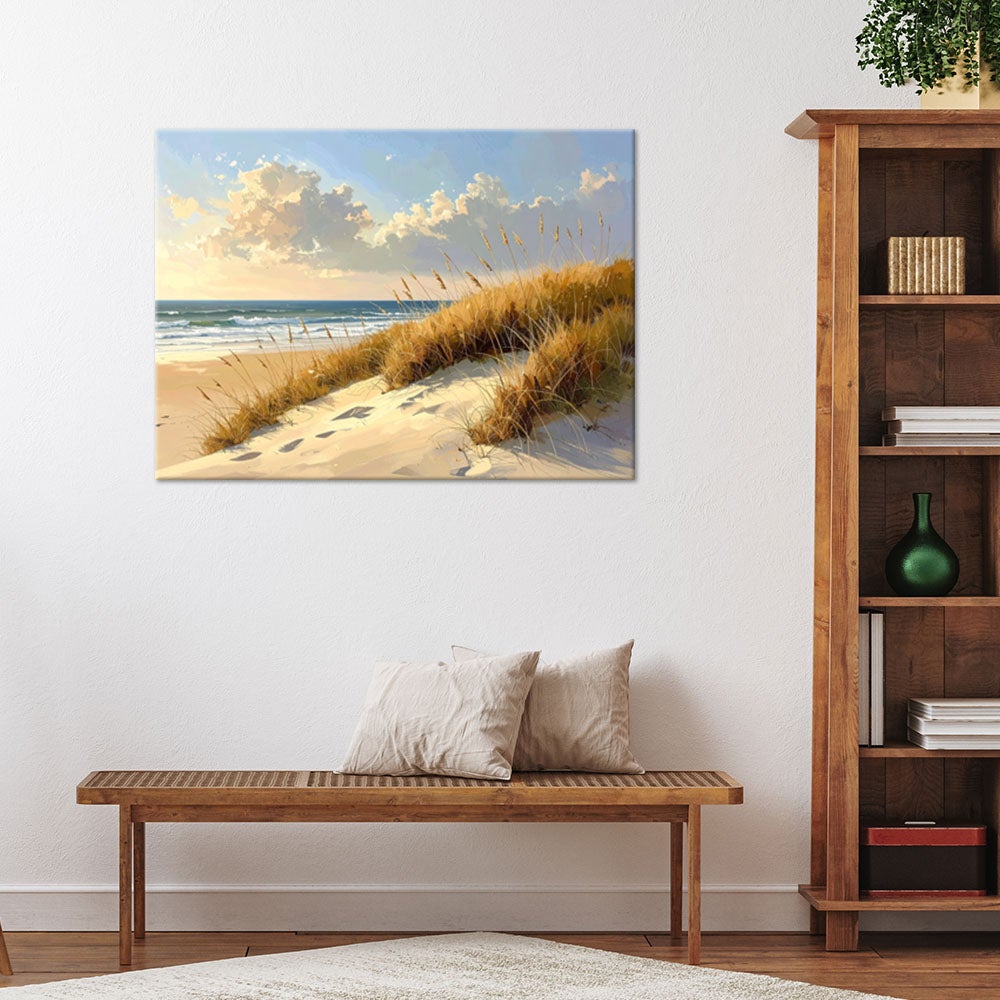 Obraz do salonu sypialni biura, Plaża z Wydmami nad Morzem Krajobraz przy Zachodzie Słońca 120x80 - 2