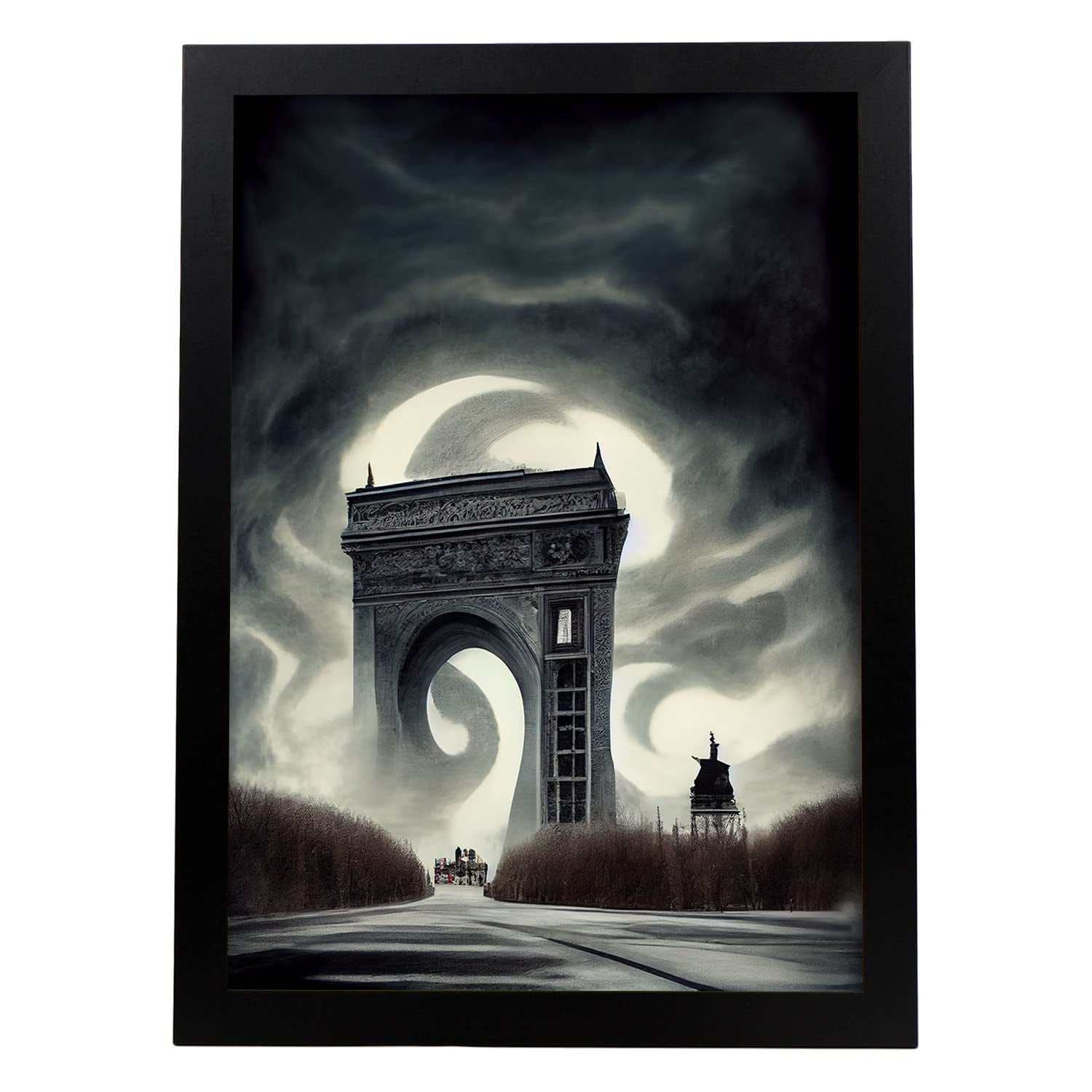 Nacnic lámina arco del triunfo curioso al estilo de t burton ilustraciones de monumentos ciudades paises inspiradas a3 marco negro