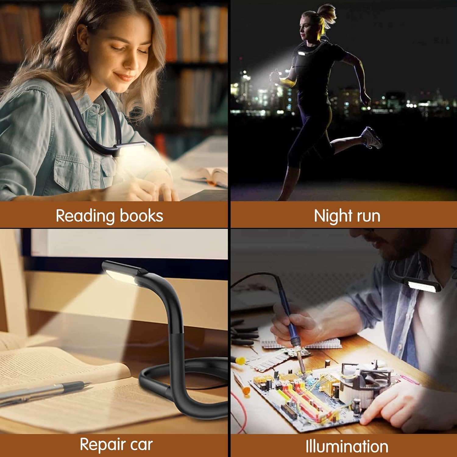 Lampe de Cou Rechargeable pour Lecture – 3 Couleurs & Intensités – Confort Visuel pour Tricot, Réparation - 5