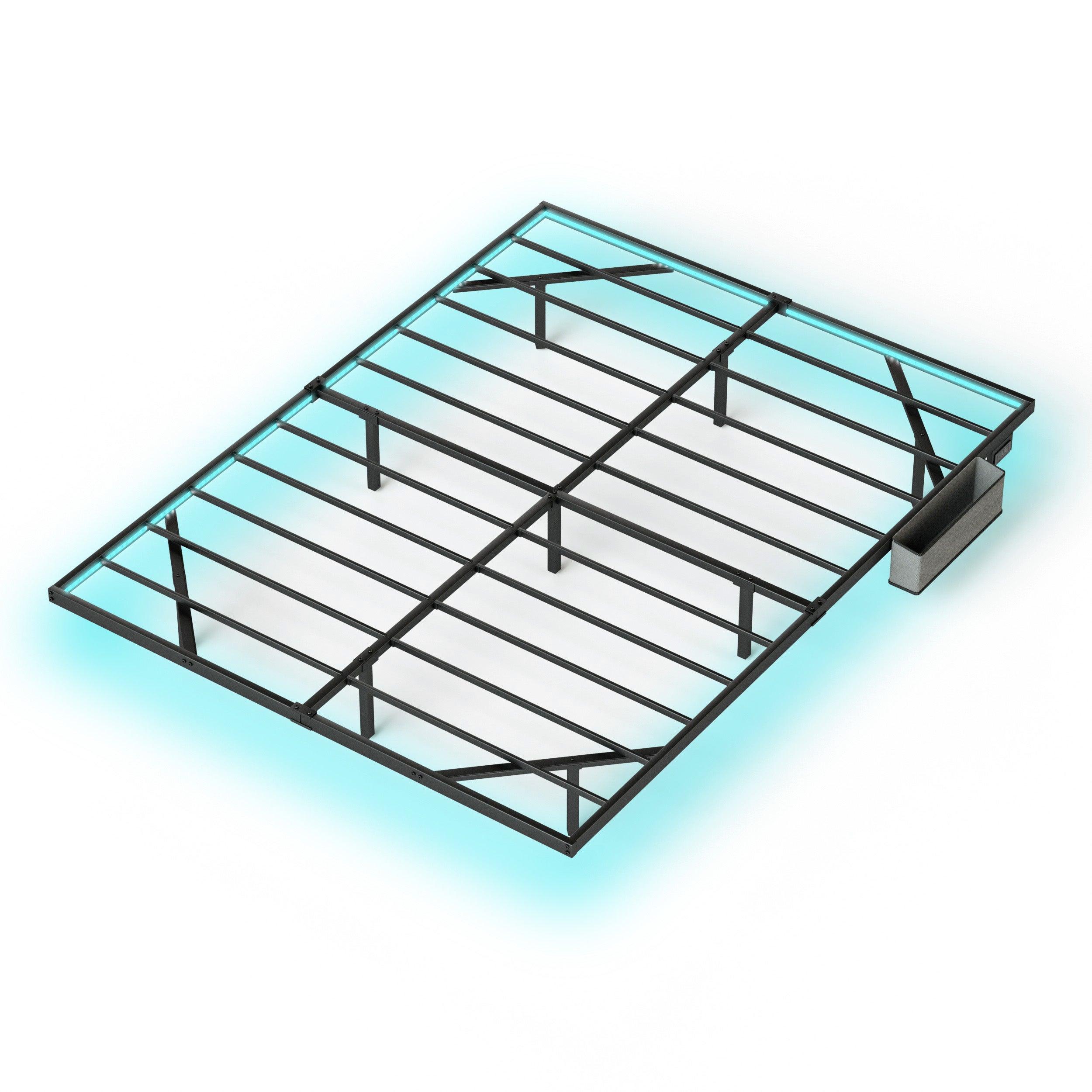 Cama flutuante em metal 160 x 200 cm com iluminação LED, estrado de ripas metálico, iluminado, preto - 5