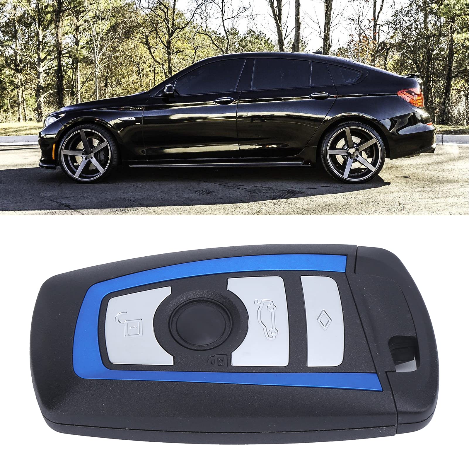 Guscio portachiavi auto nero piccolo, sostituzione intelligente per 550i GT 2010-2011 (4 chiavi) - 2