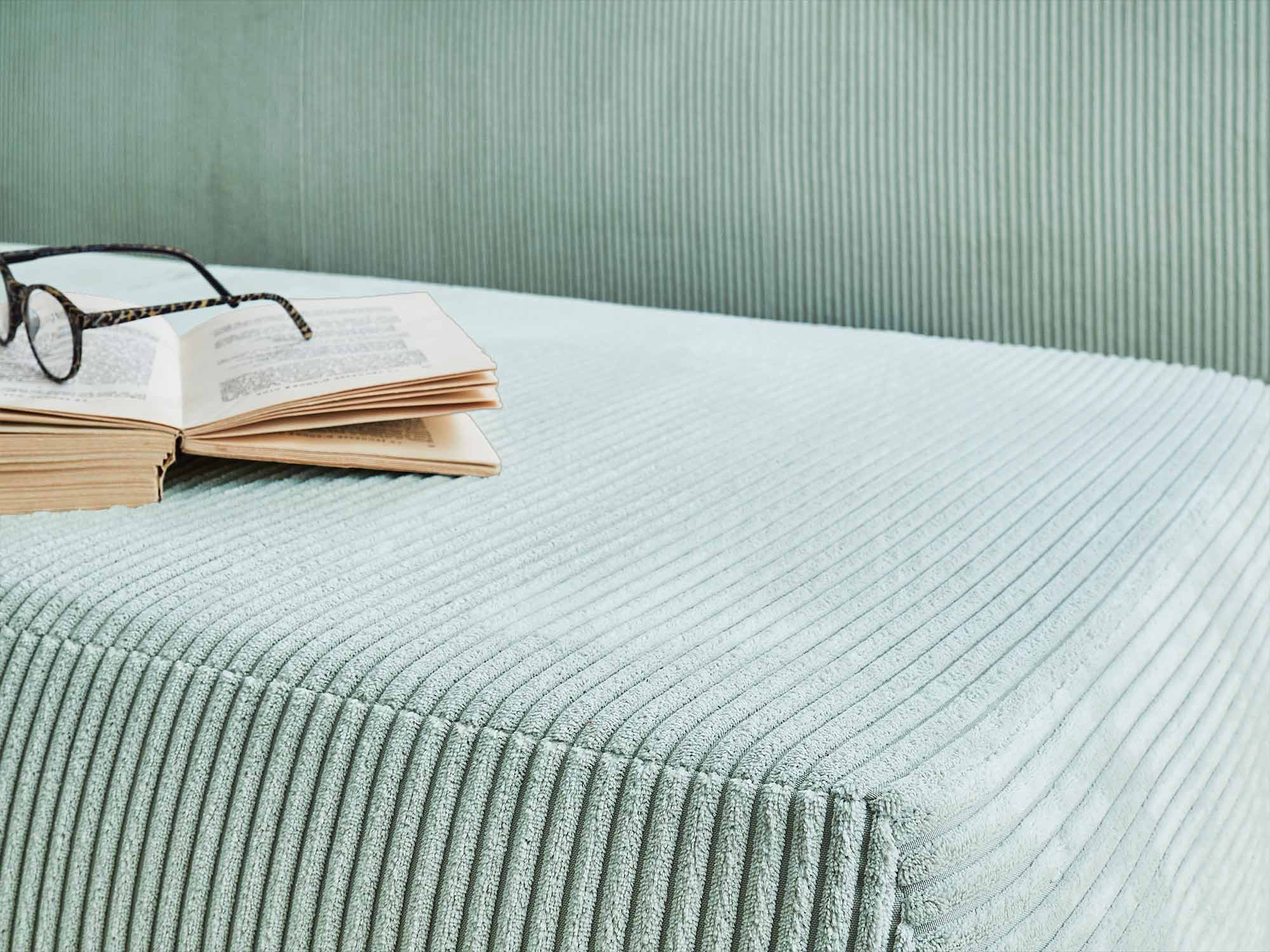 Canapé droit convertible 3 places en velours côtelé bleu - CRISTAL - Best Mobilier - 6