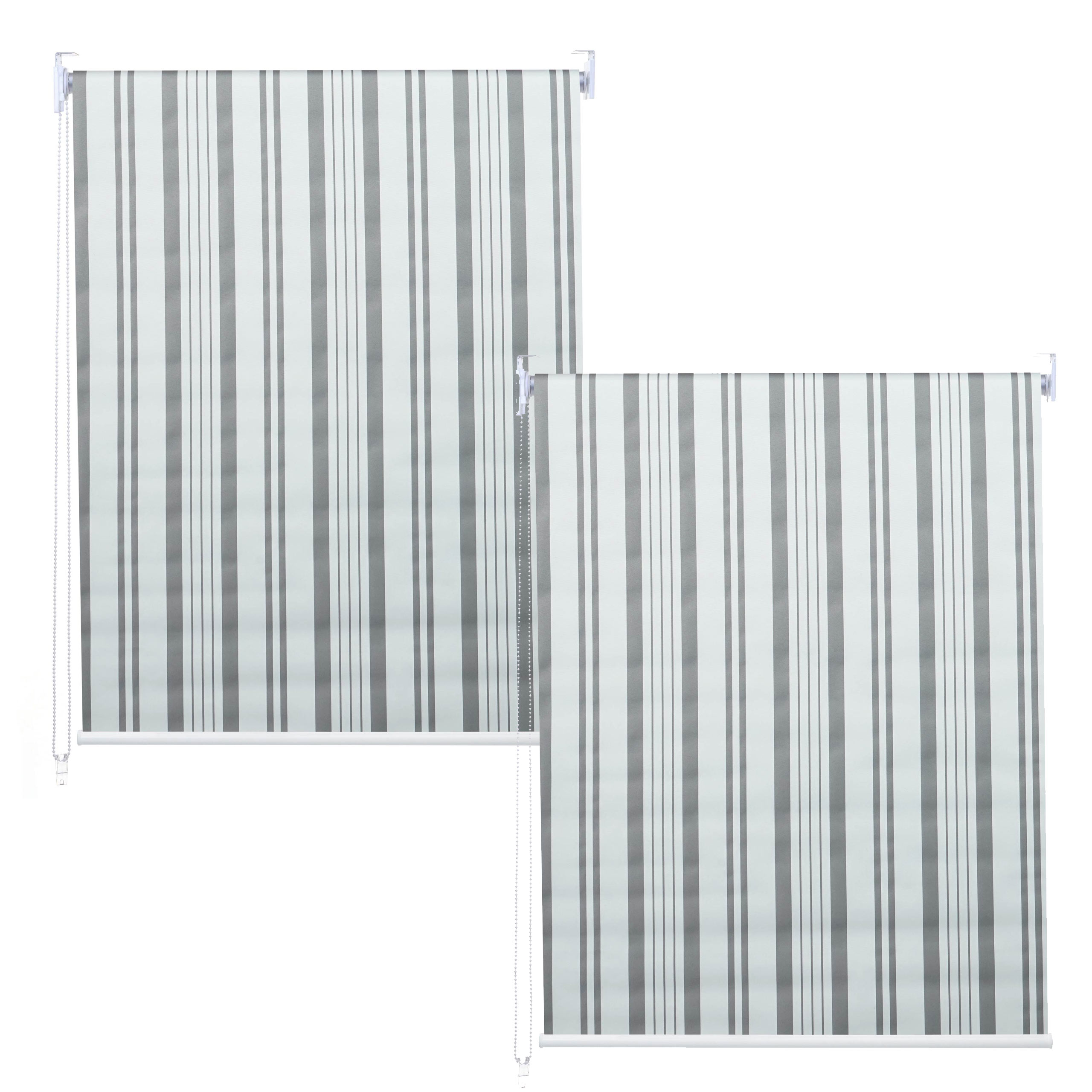 Lote de 2 estores enrollables hwc-d52, estor enrollable de ventana de tracción lateral, 120x230cm protección solar opaca ~ gris/blanco