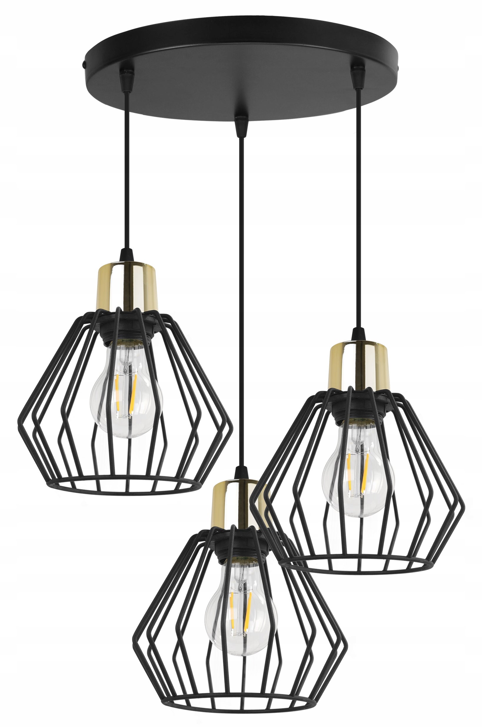Lampa sufitowa wisząca Nuvola boho 3xE27 abażur druciak diament złoty/czarny Light Home LH