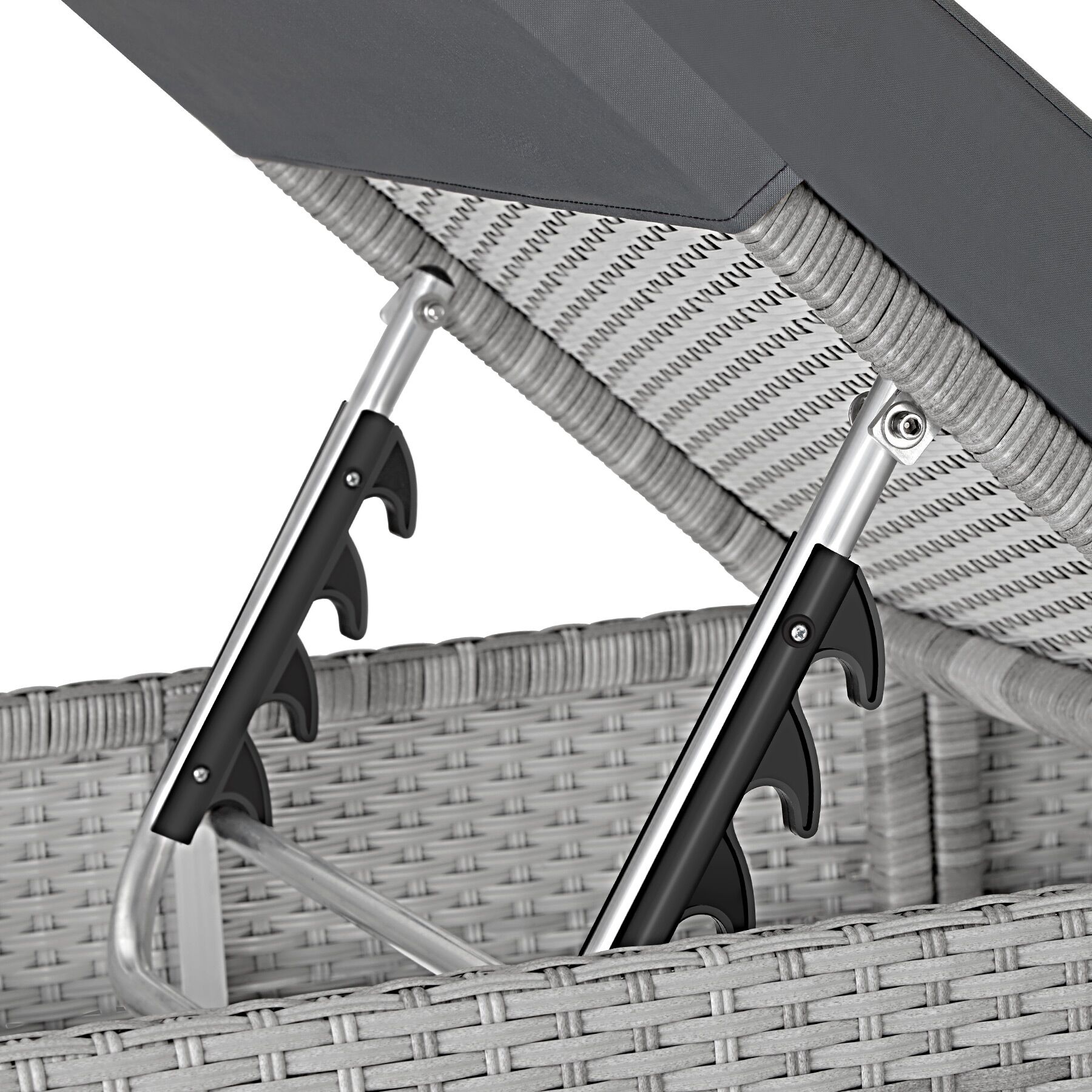 Lot de 2 bains de soleil en résine tressée et aluminium avec housse de protection TECTAKE - 7