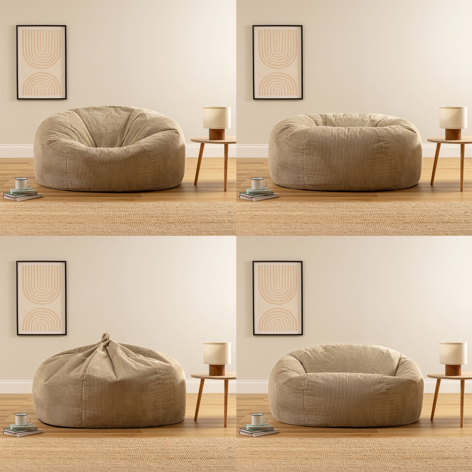 Pouf géant canapé Icon velours côtelé beige galet, 130x116x57cm Oeko-Tex® - 5