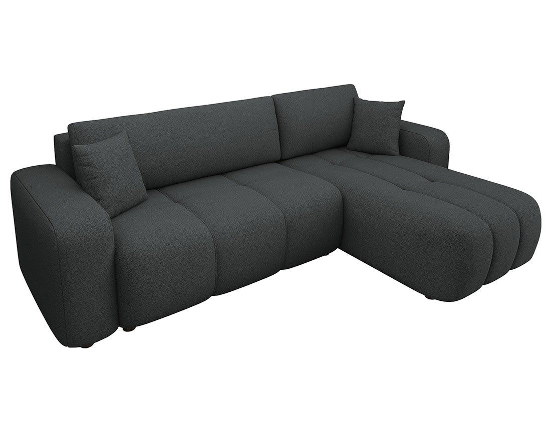 Canapé d'angle réversible convertible 4 places en tissu gris anthracite - NICOLE - Best Mobilier - 9