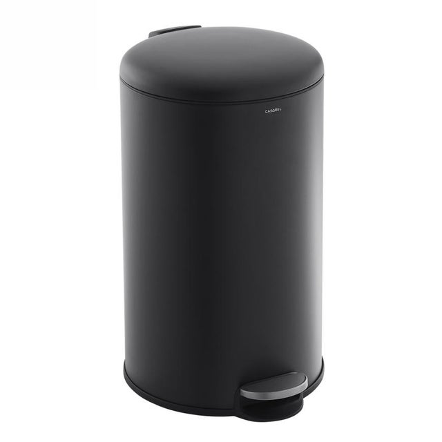 CASABEL Poubelle Cuisine 50L, 100% Inox Noir Anti-Traces, Fermeture Silencieuse, Ouverture Sans Contact à Pédale