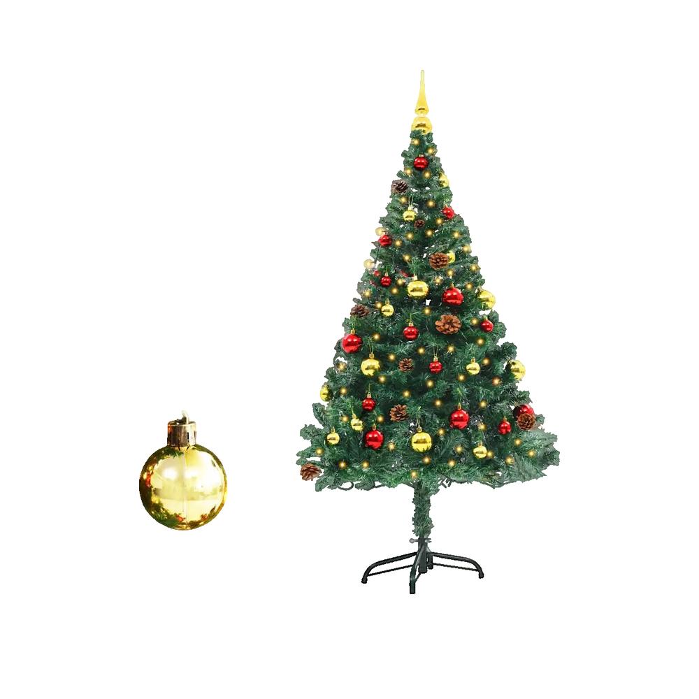 Choinka sztuczna vidaXL 150 cm Zielona z 150 lampkami LED i dekoracjami