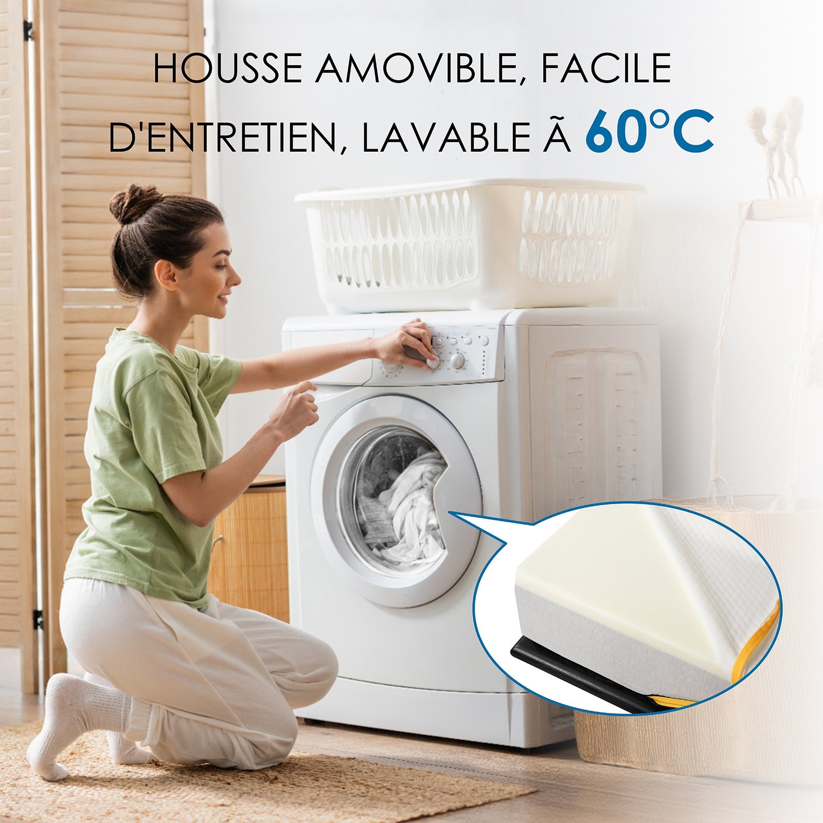 DEWINNER Matelas double pour adultes, 140 x 190 cm, épaisseur 17 cm (mousse à mémoire de forme + fibres de charbon de bambou) - 7