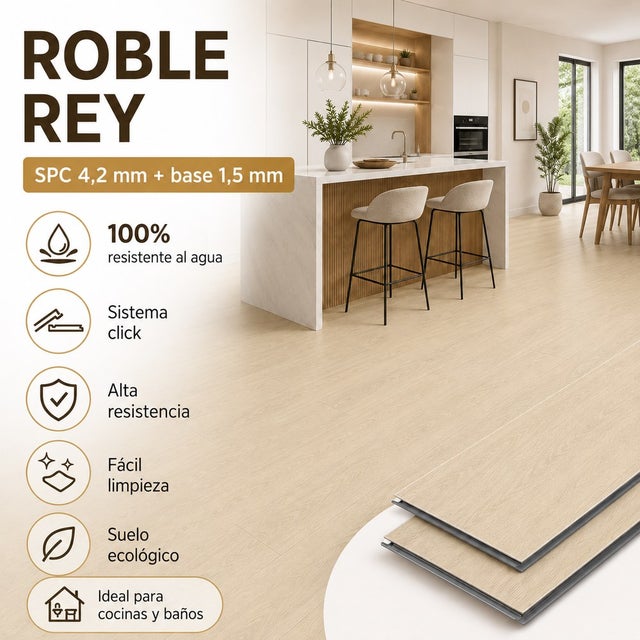 Arquiservi® - Suelo Vinílico SPC XL Roble Rey【51,29 m²】- 5,7 mm - Textura Premium | Cálido y silencioso | Instalación rápida sin obras