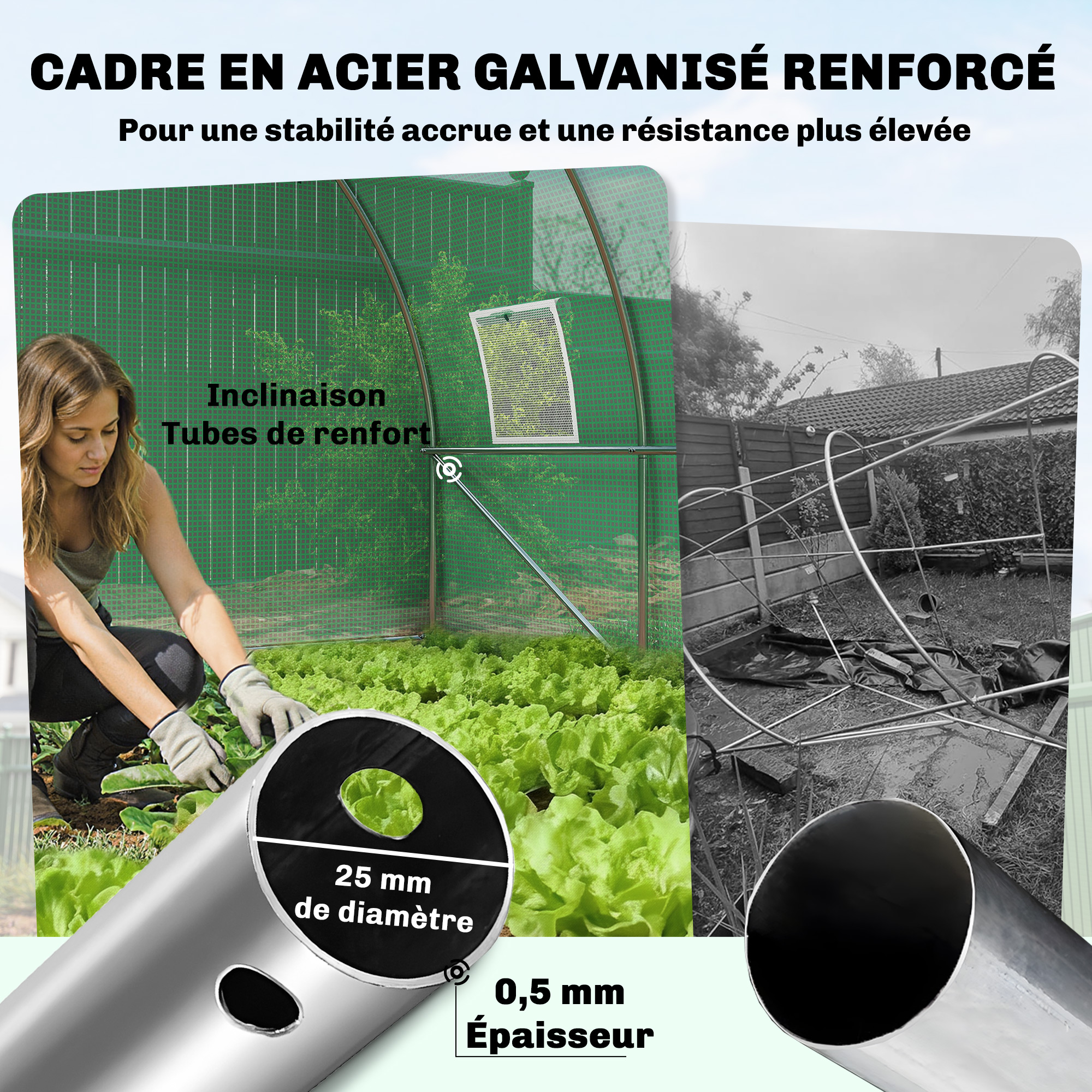 Serre tunnel de jardin PE Outsunny - 7