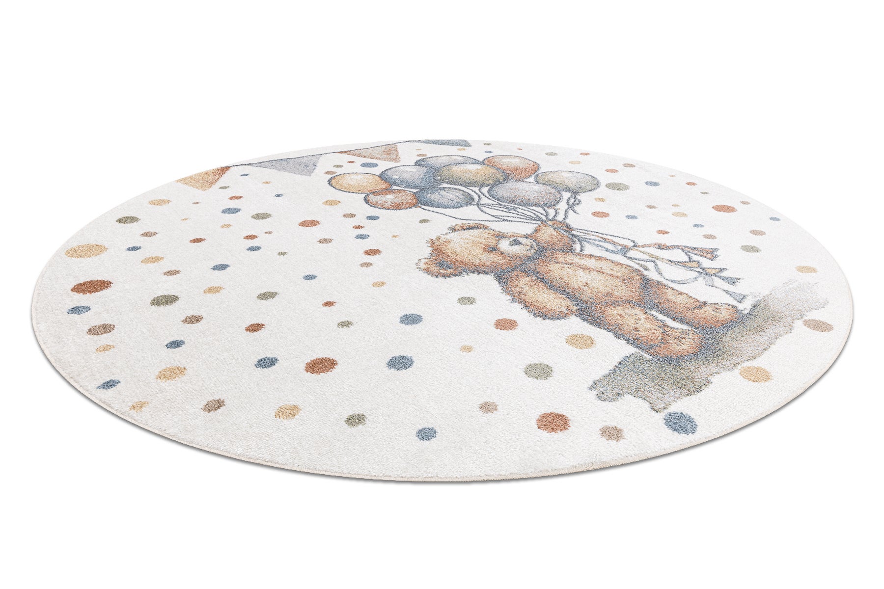 Tappeto BONO 9614 cerchio Orso, palloncini crema / grigio chiaro rotondo 160 cm - 4