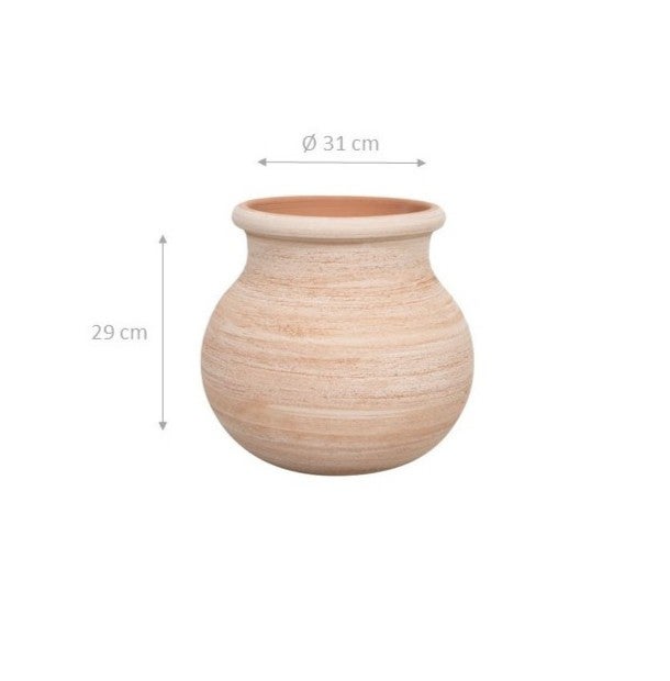 BISCOTTINI Vasque en terre cuite 31x29cm - Pot de fleurs extérieur et intérieur - Vasque style provençal fait main - Bac à fleurs de jardin - 2