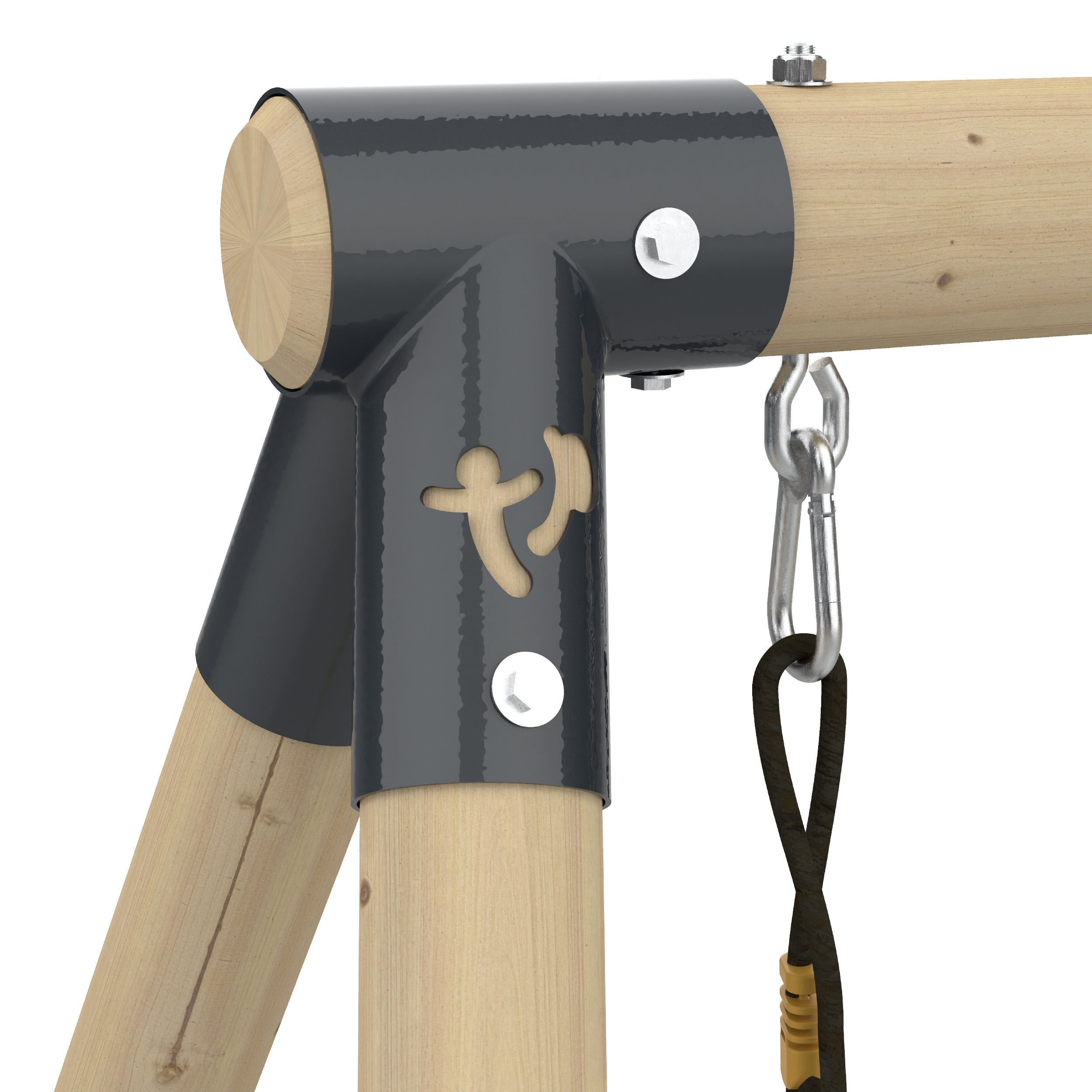 Portique ANÉMONE 2 balançoires - vis-à-vis - kit d'ancrage - bois FSC® h190 cm - 3