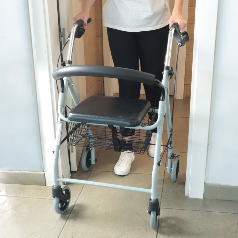 Déambulateur Pliable Mopedia RP742 - 4 Roues, Pour Personnes âgées/handicapées, Gris