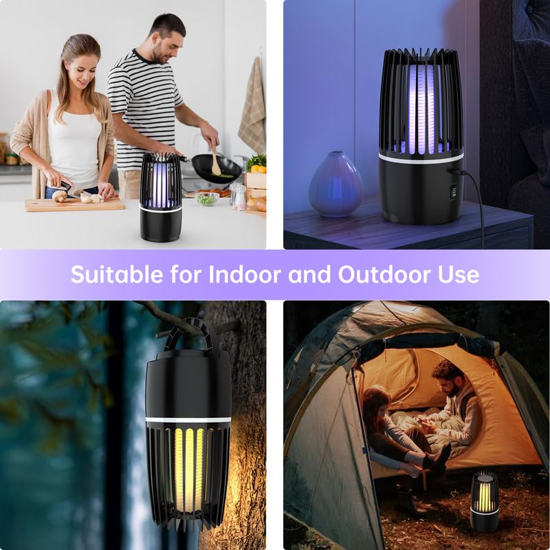 Lampada antizanzare, repellente elettrico per zanzare 2 in 1, lampada antizanzare ricaricabile antizanzare elettrica UV a 360° sicura ed efficace - 3