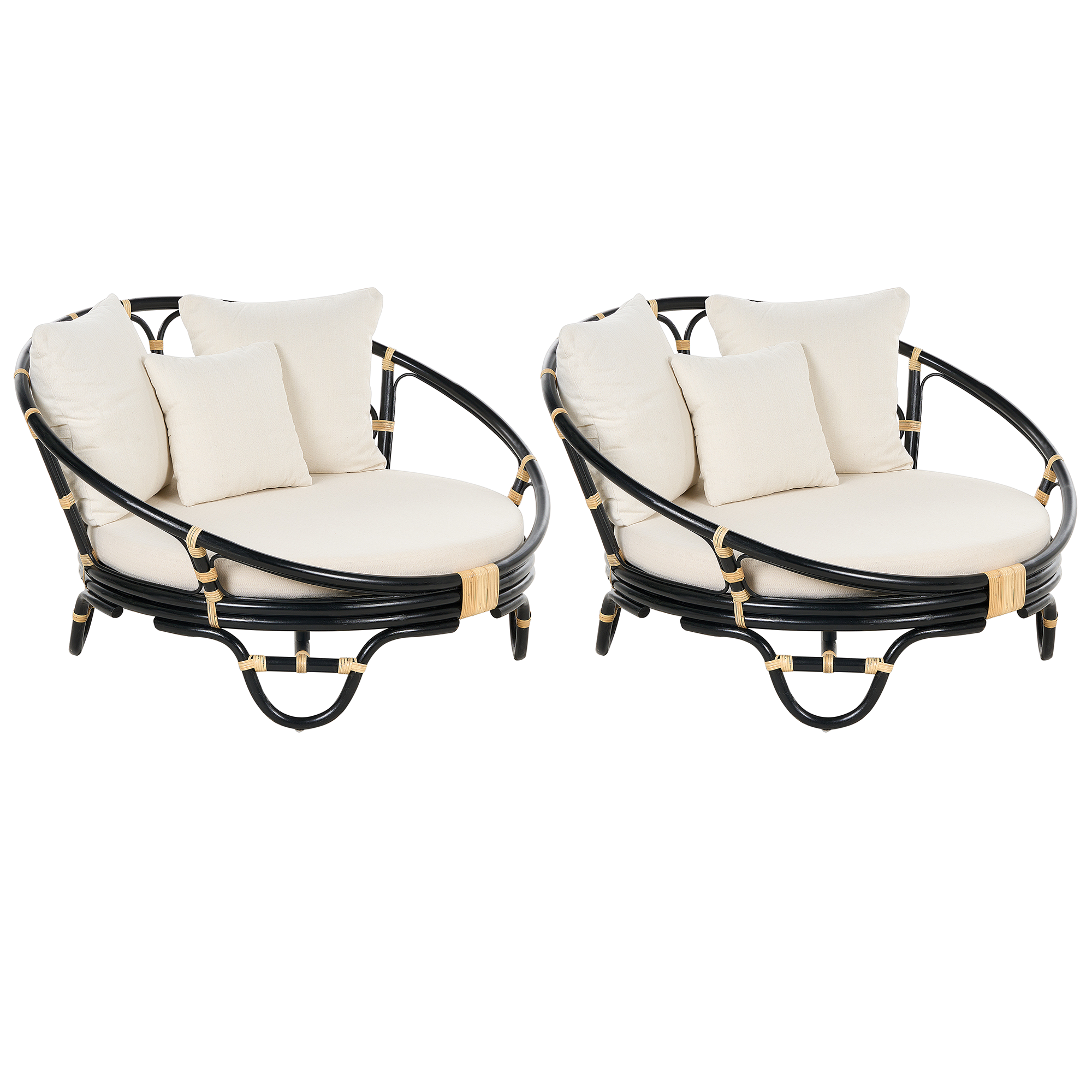 Set de 2 paturi de exterior ROSSANO Ratan Negru 2buc