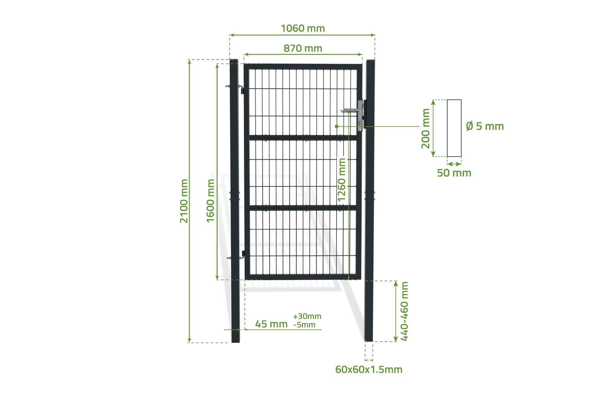 Portillon grillagé 1m RAZO H.160cm Gris - 7