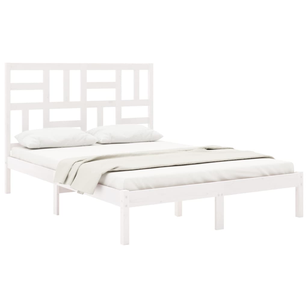 Maison Exclusive - Estrutura de cama 140x190 cm madeira maciça branco - 3
