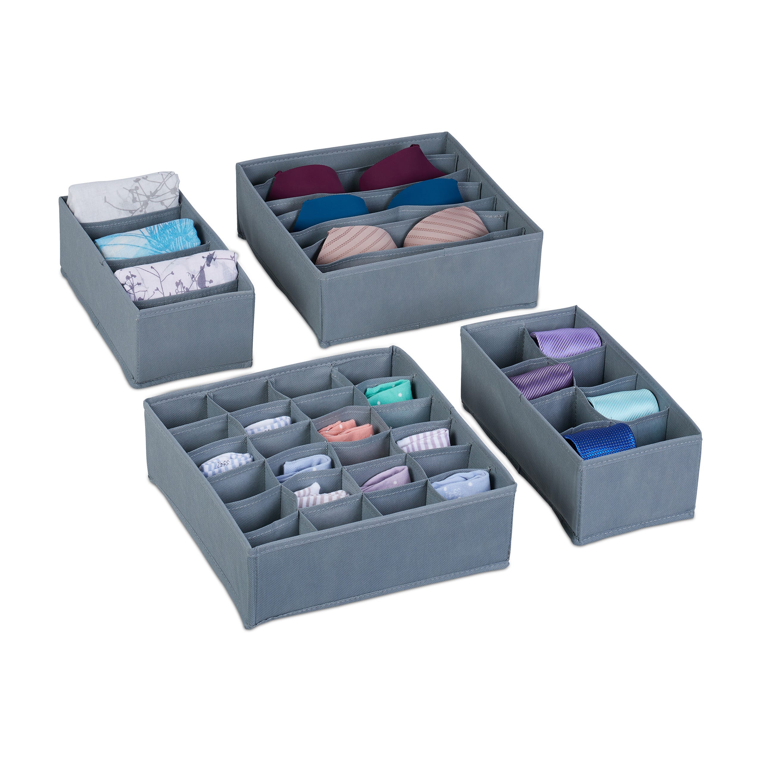 Relaxdays Set da 4 Organizer per Cassetti Biancheria, Box per Armadi Relaxdays Set da 4 Organizer per Cassetti Biancheria, Box per Armadi