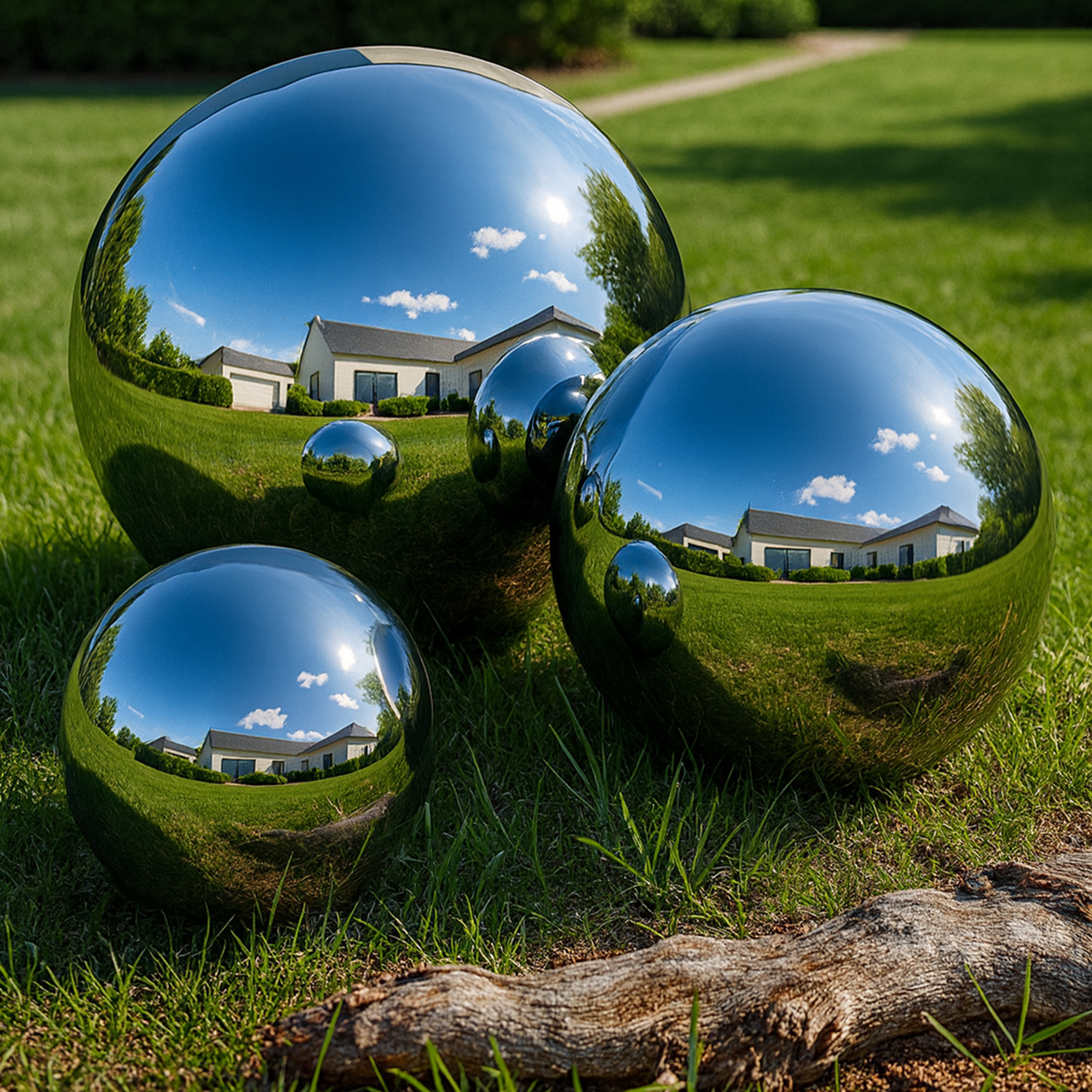 Köhko zestaw 3 polerowanych kul ogrodowych wykonanych z wysokiej jakości stali nierdzewnej 30, 40 i 60 cm kule dekoracyjne