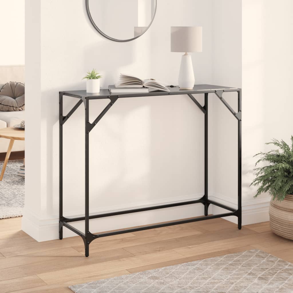 Stolik kawowy z czarnym, szklanym blatem, 98x35x81 cm, stal vidaXL