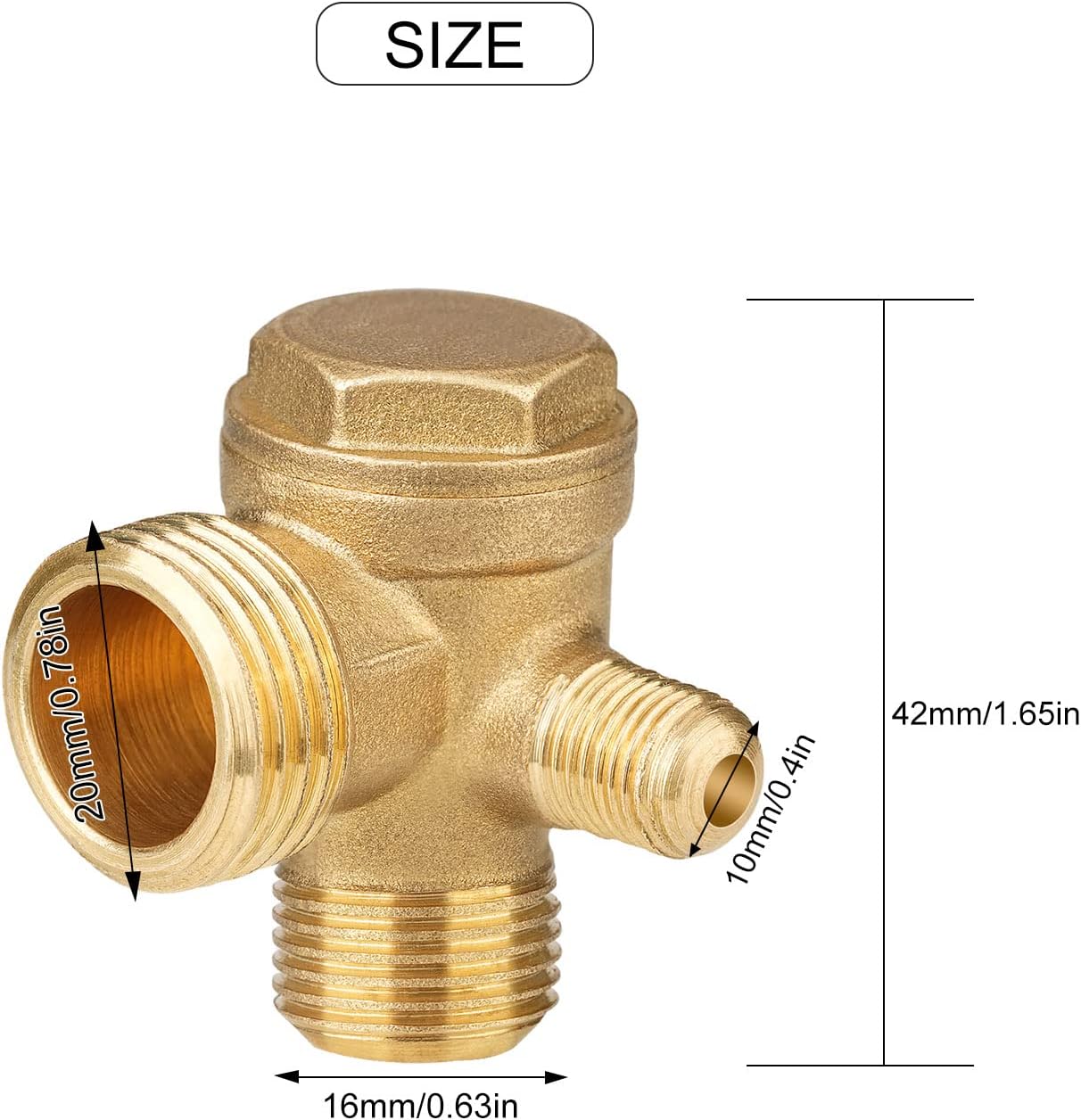 Valvola di ritegno in ottone, valvola di ritegno leggera del compressore d'aria di non ritorno, 3 vie per uso industriale del compressore d'aria centrale pneumatico