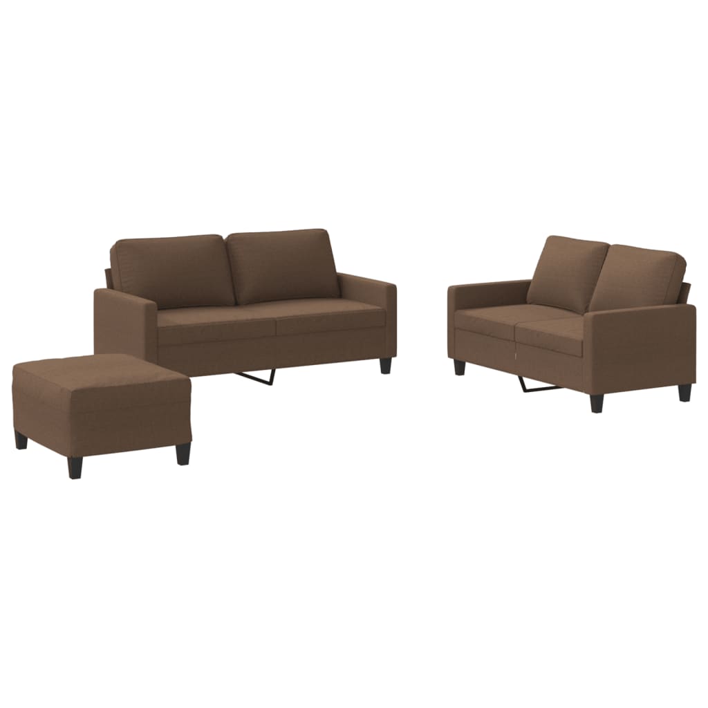 Ensemble de canapés 3 pcs avec coussins Marron Tissu vidaXL - 2