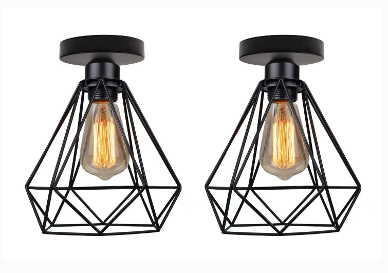 Zestaw lamp sufitowych w stylu industrialnym metalowa lampa wisząca geometryczna klatka mini lampa sufitowa w stylu vintage korytarza wejścia czarna