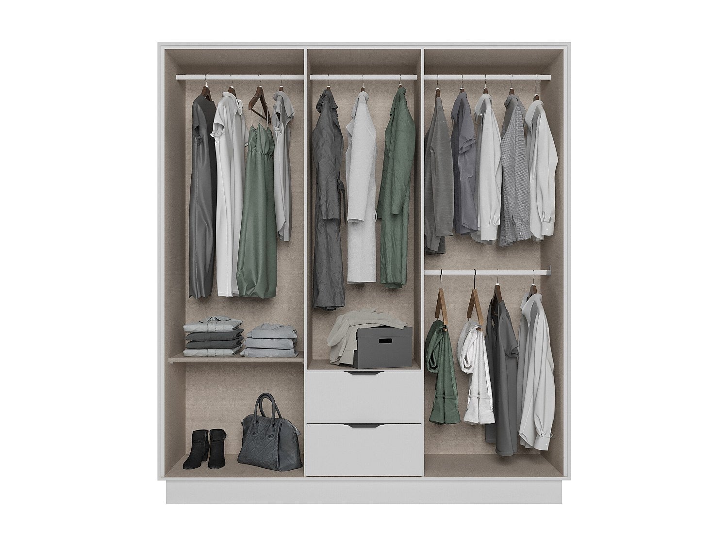 Armoire 6 portes et 2 tiroirs - L162 cm - Blanc - FEOVA - 3