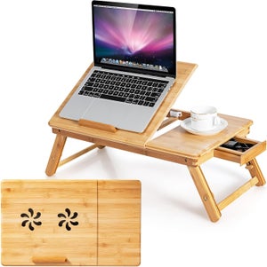 Tavolino Da Letto In Bambù Estink – Scrivania Portatile Pieghevole 50x30 Cm Regolabile In Altezza E Inclinazione - 4
