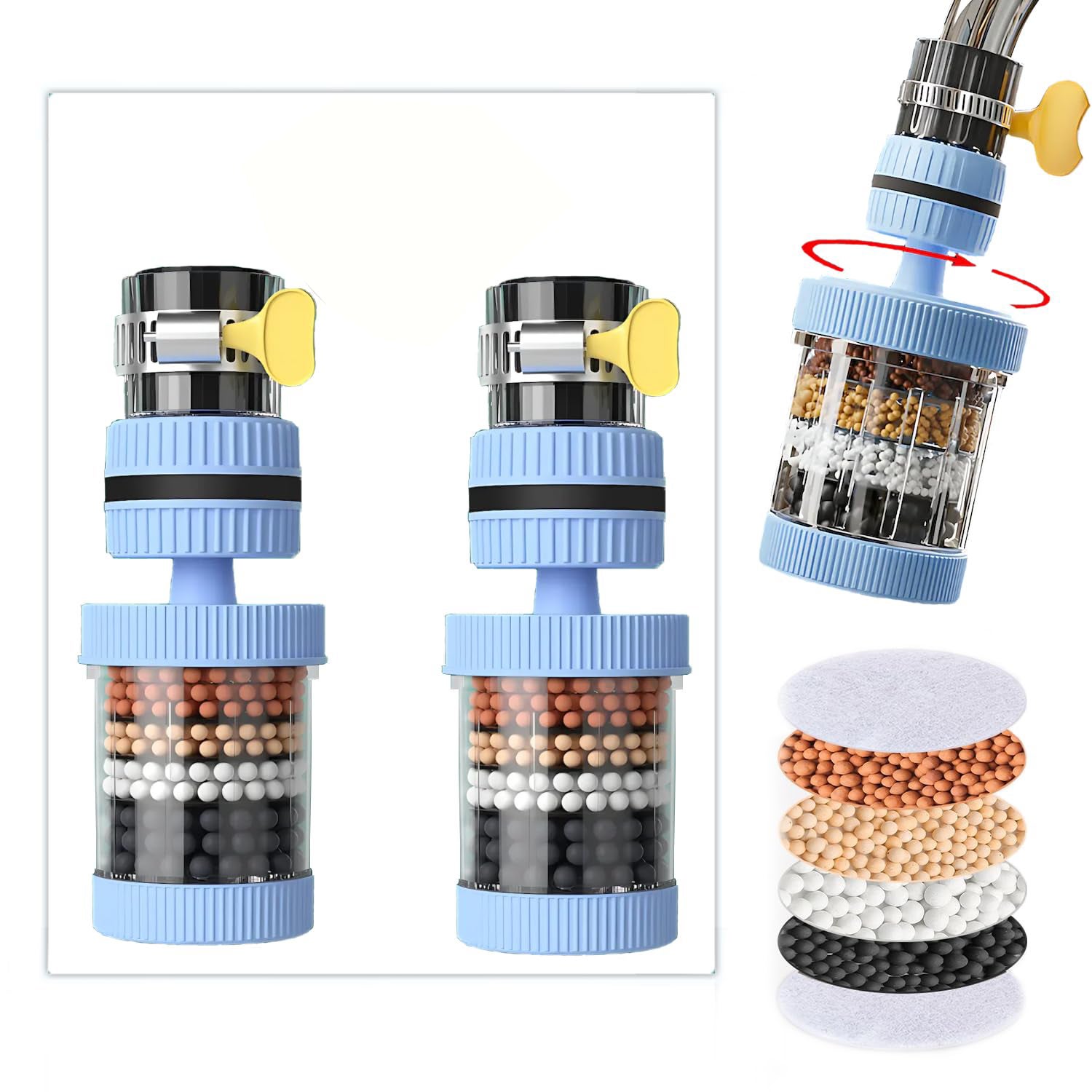 VEVOR Filtres à Eau de Rechange Lot de 4, Purificateur d'Eau Compatible avec la Plupart
