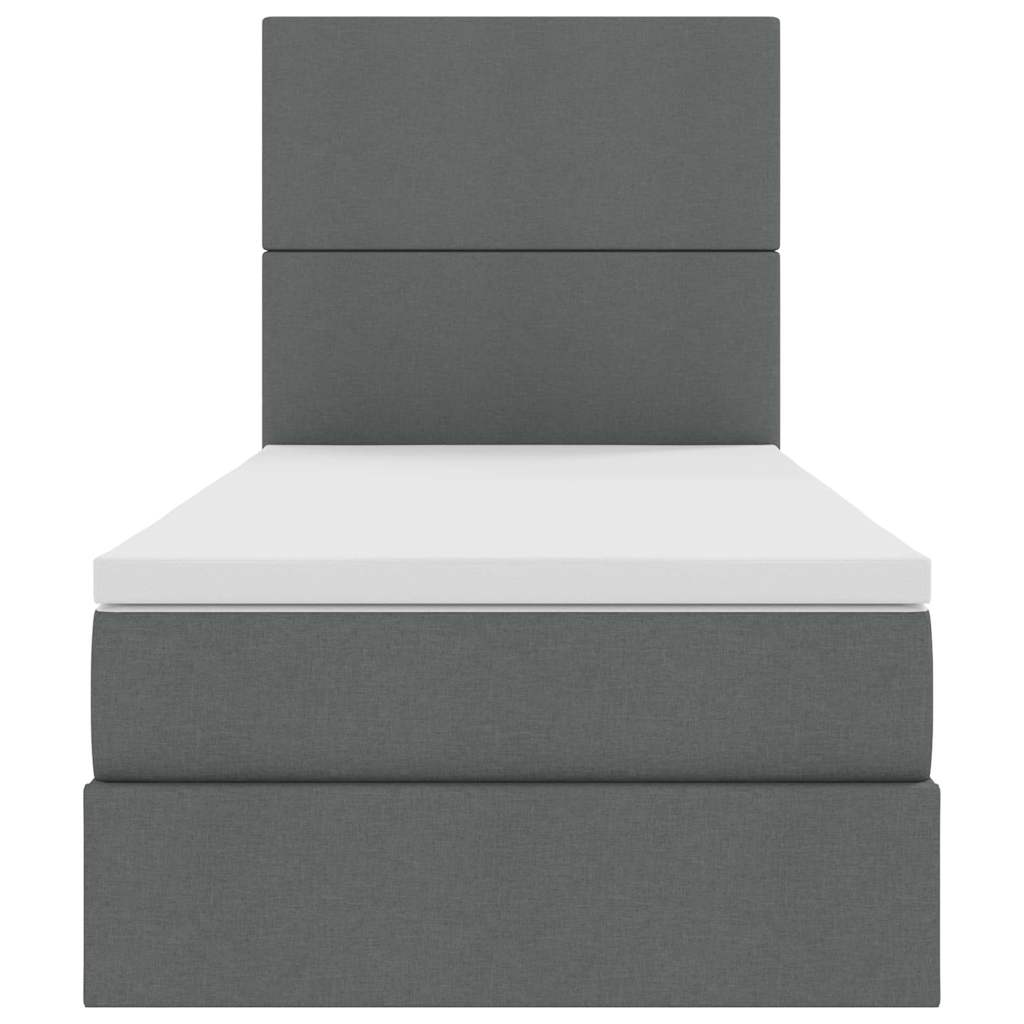 Lit avec rangement et matelas en tissu gris foncé, pour la chambre, 90 × 190 cm - 7
