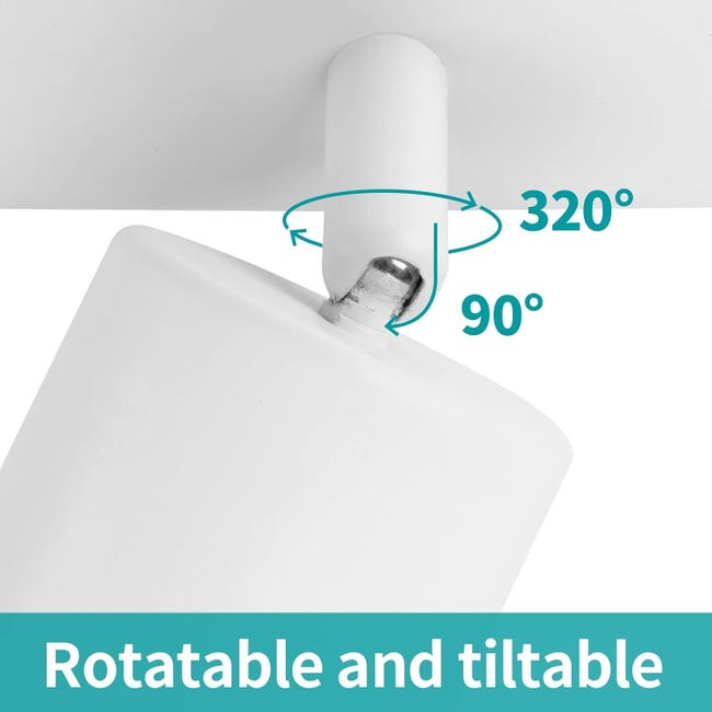 Plafoniera ANWIO Con 3 Faretti LED Regolabili - Design Vintage, Base Rotonda, Orientabile 350°, GU10, Bianco - Foto 10