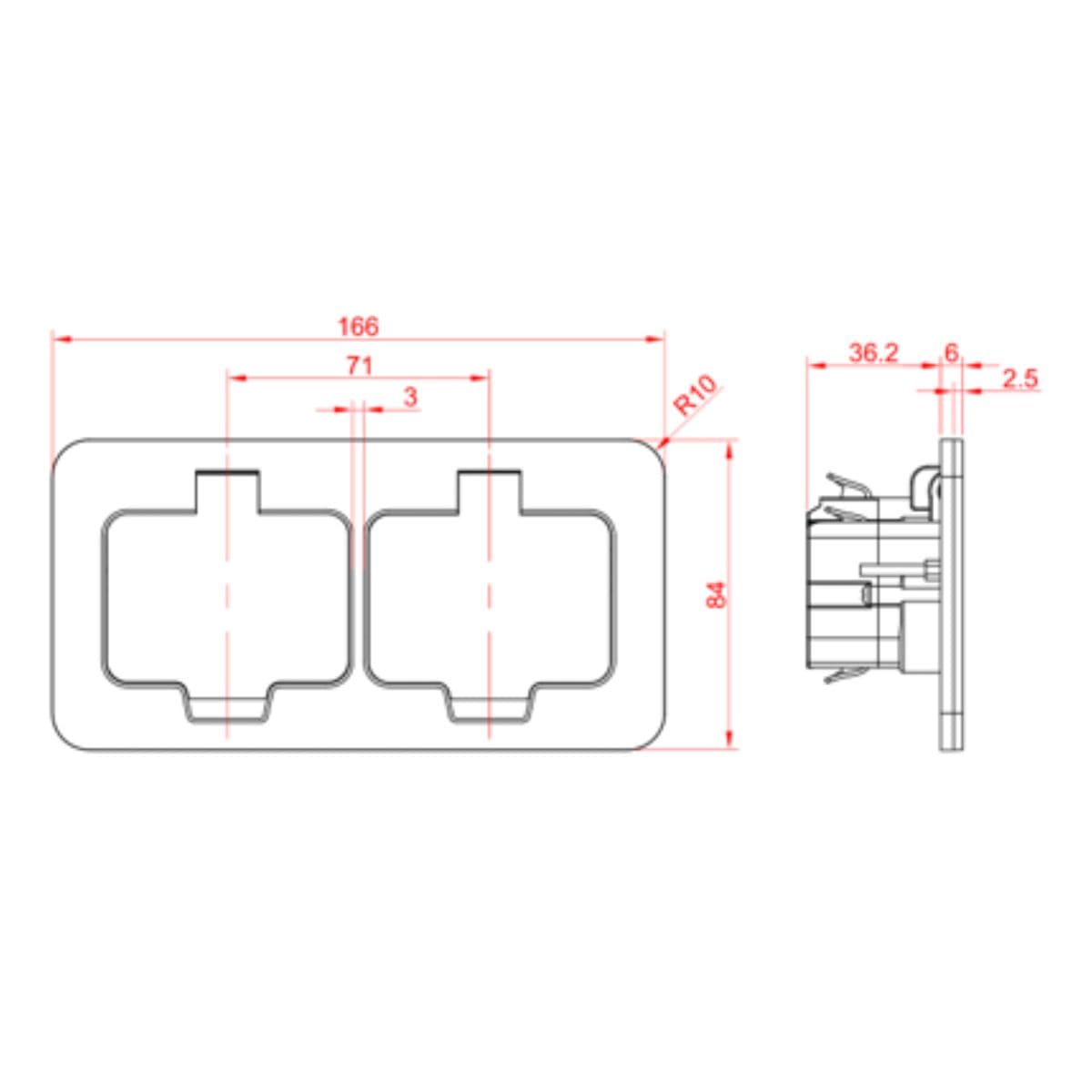 Double prise de sol étanche Initiale 16A 2P+T IP55 - Métal brossé - Protec - 7