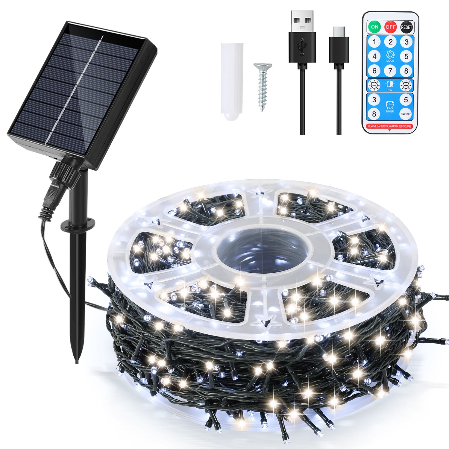 guirlande lumineuse solaire de Noël Solaire Extérieur 500 Led Blanc Chaud main image 0