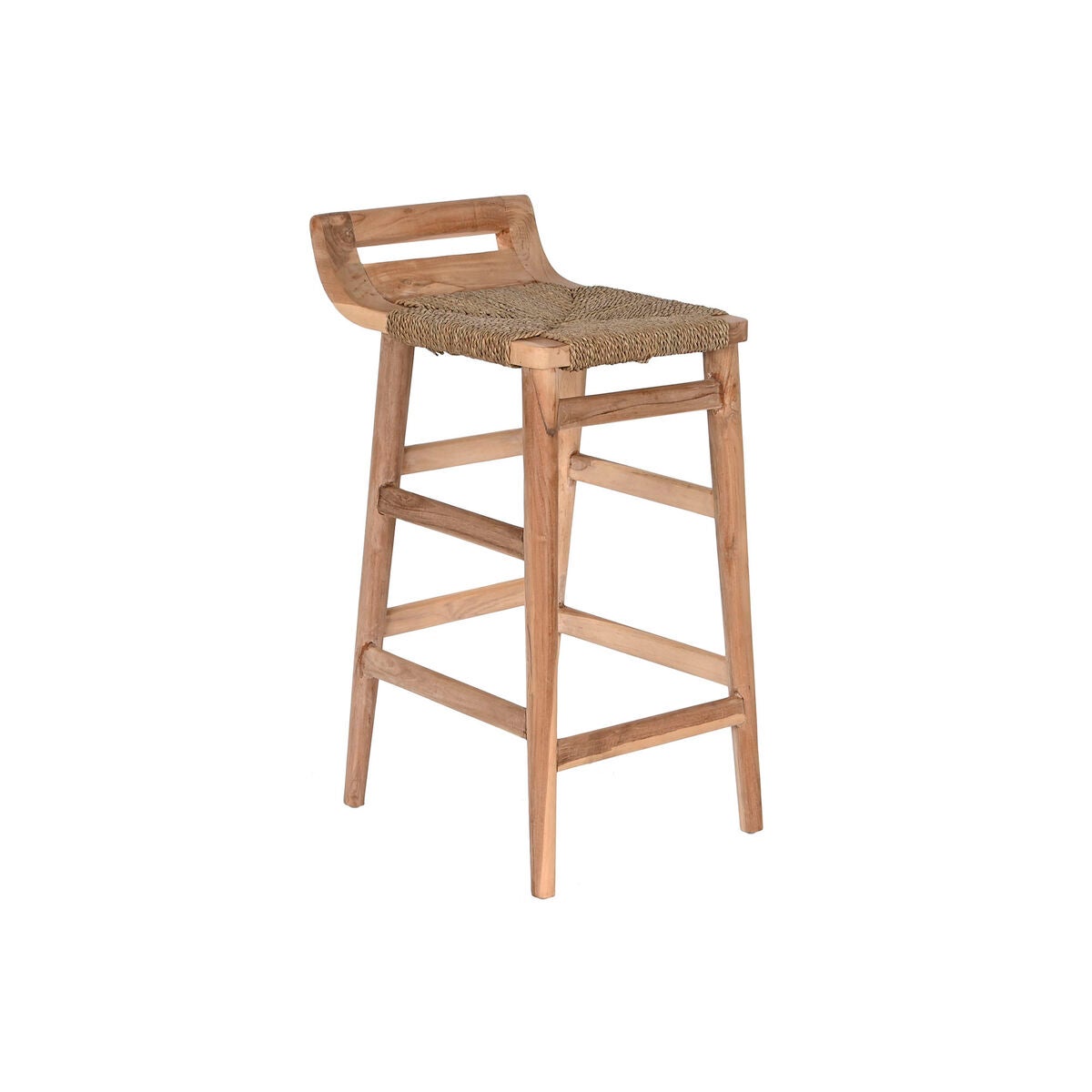 Tabouret Home ESPRIT Naturel Rotin Teck Fibre 37 x 45 x 77 cm | Leroy ...