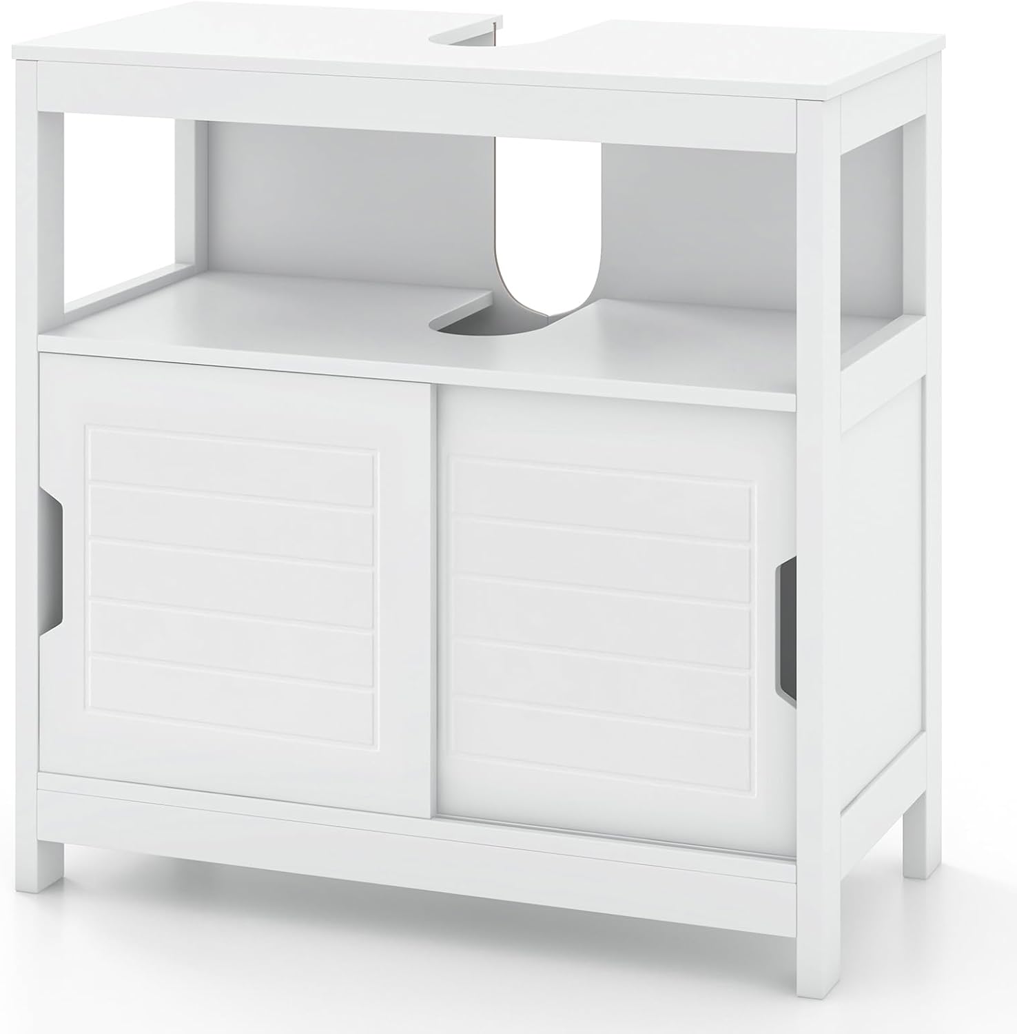 Meuble Sous Lavabo Relaxdays – 2 Portes Coulissantes – 2 Tiroirs – Blanc – Neuf