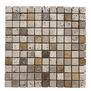 Mosaïque Autocollante MOSANI Travertin Pierre Naturelle - Beige/Multicolore