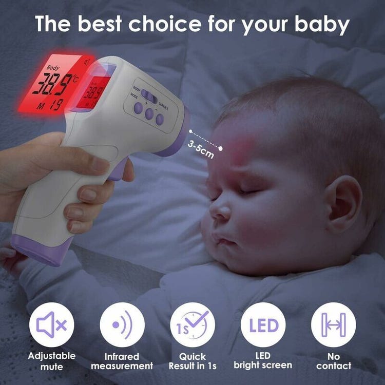 Thermomètre Frontal Thermometre Infrarouge avec Alerte Fièvre 2 en 1 Thermometre sans contact frontal avec Fonction Mémoire - 5